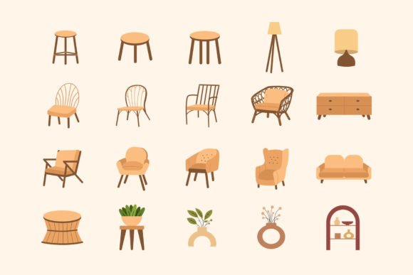 Download 60x Boho Interior &amp; Shape Design Element - Boho Collection
