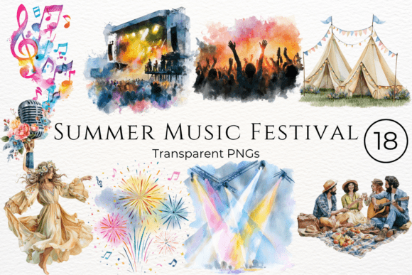 Download Summer Music Festival Watercolor Clipart - Watercolor clipart Collection