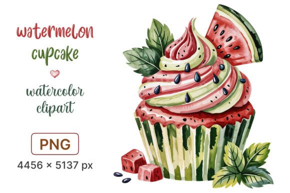 Download Watermelon Cupcake Watercolor Clipart - Watercolor clipart Collection