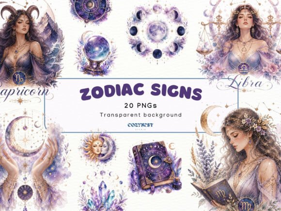 Download Zodiac Sign Watercolor Clipart Astrology - Watercolor clipart Collection