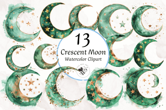 Download 13 Crescent Moon Watercolor Clipart PNG - Watercolor clipart Collection