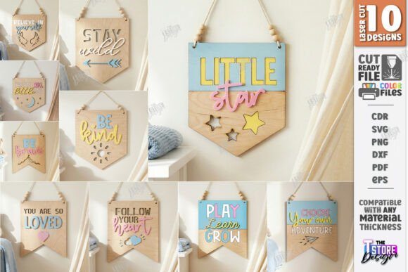Download Nursery Wall Banners Laser Cut Bundle - Nursery wall Collection
