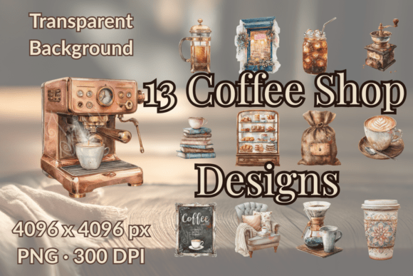 Download Cozy Cafe Watercolor Clipart - Watercolor clipart Collection