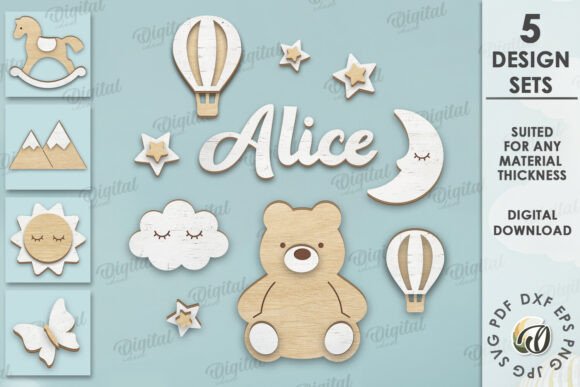 Download Kids Nursery Wall Decors Bundle Lasercut - Nursery wall Collection