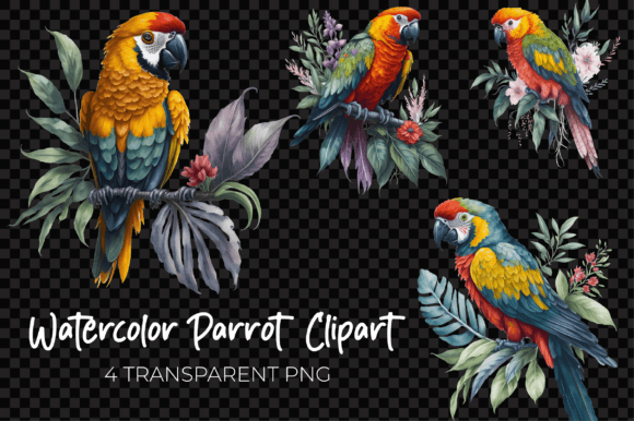 Download Parrot Watercolor Clipart Set - Watercolor clipart Collection