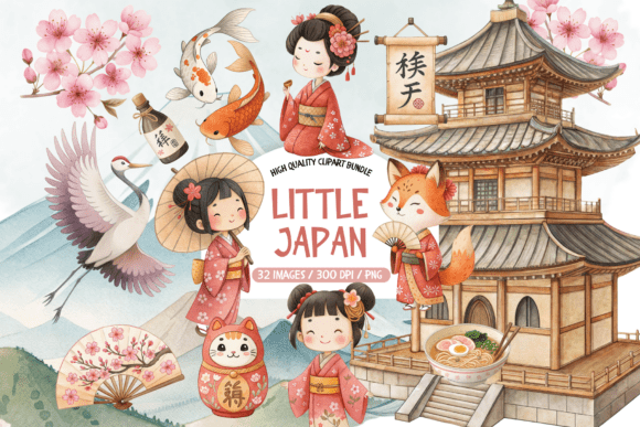 Download Japanese Watercolor Clipart Bundle - Premium Resources