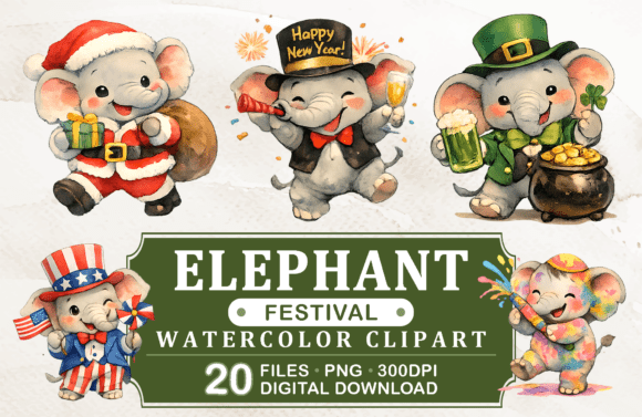 Download Elephants Festival Watercolor Clipart - Watercolor clipart Collection