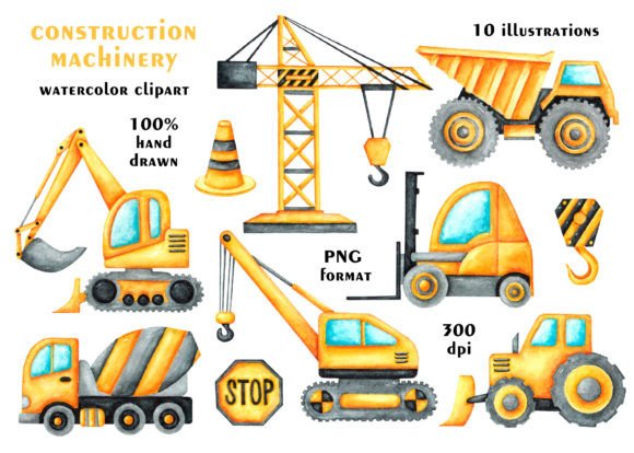 Download Construction Vehicles Watercolor Clipart - Watercolor clipart Collection