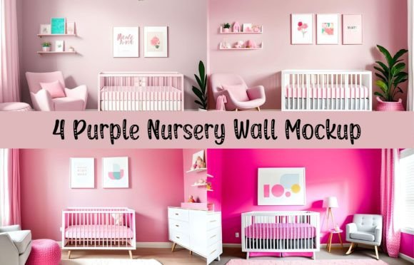 Download 4 Pink Nursery Wall Mockup Design Mockup - Nursery wall Collection