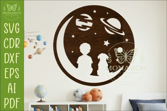 Download Space Nursery Wall Art SVG | Boy and Dog - Nursery wall Collection