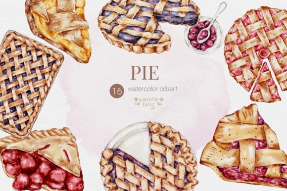 Download Pie Watercolor Clipart, Bakery Clipart - Watercolor clipart Collection