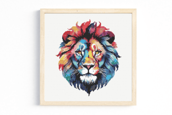 Download Rainbow Lion Face Cross Stitch Pattern - Lion face Collection