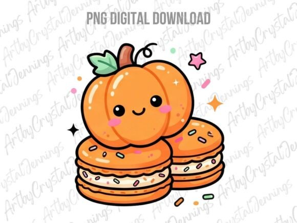 Download Cute Kawaii Pumpkin Macarons PNG - Macarons png Collection