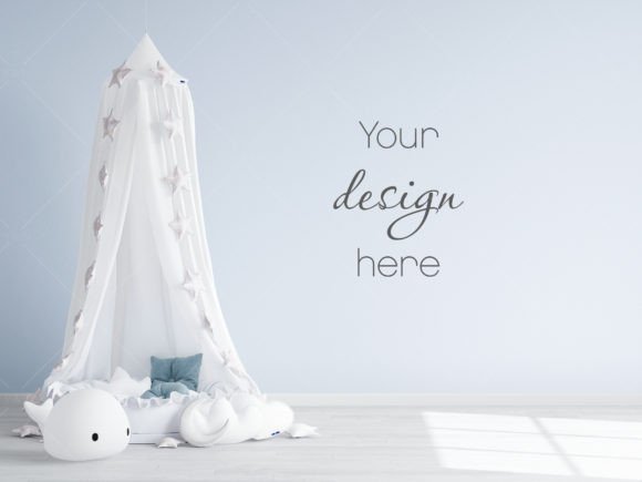 Download Nursery Wall Mockup Blue, JPG - Nursery wall Collection